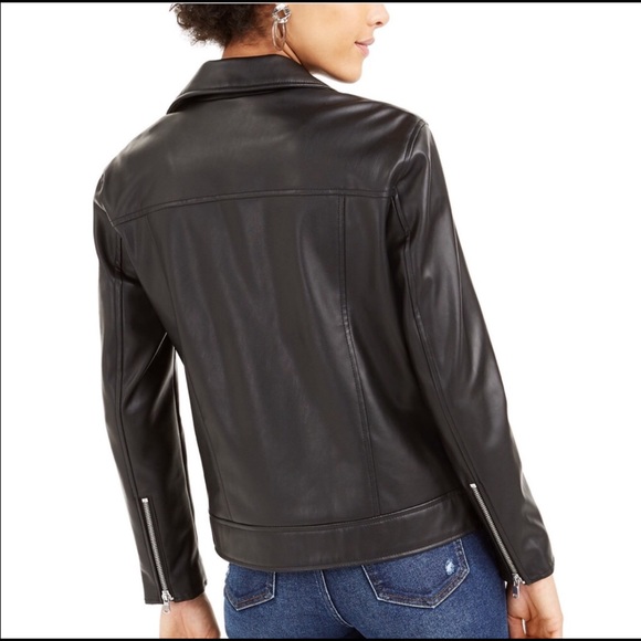 ❗️NWT❗️Bar III Deep Black Faux Leather Jacket - Picture 8 of 10